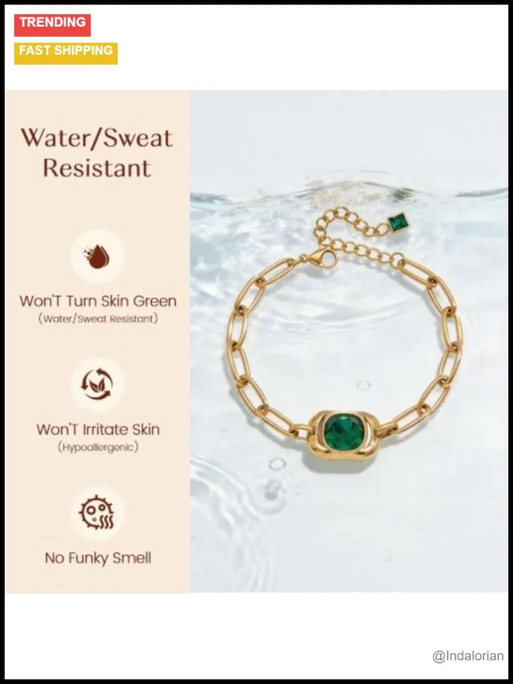 18K Gold Plated Paperclip Chain Bracelet Stainless Steel Statement Jewelry